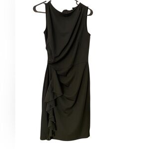 Black Asymmetrical Ruched Sheath Dress